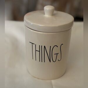 Rae Dunn THINGS Ceramic Canister with Lid